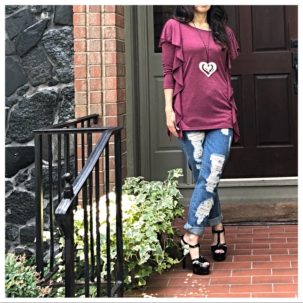 ✨LAST ONE ✨Long sleeve ruffle detail top - Picture 6 of 6